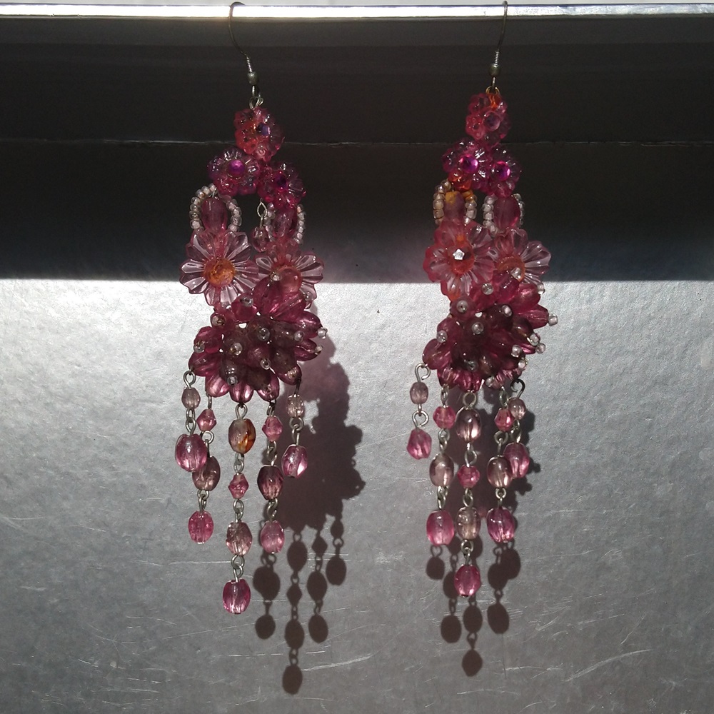 Boucles d'oreilles en verre soufflé rose des années 70 - 70s pink blown glass earrings Boucles d'oreilles en verre soufflé rose des années 70 - 70s pink blown glass earrings