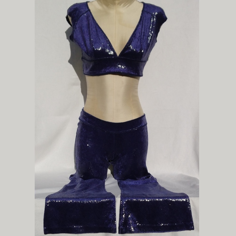 Ensemble top et pantalon pailleté Disco période Bee Gees des années 70-80 - Disco sequined top and pants set from the Bee Gees era of the 70s-80s