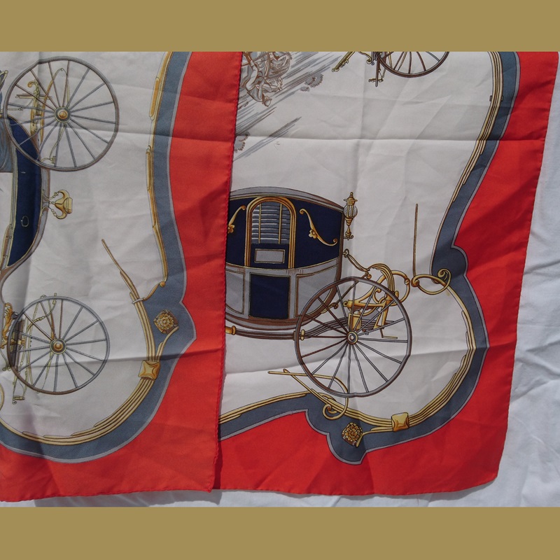 Foulard Jean de Barhein au décor de calèches France - Scarf Jean de Barhein with a carriages decor France Foulard Jean de Barhein au décor de calèches France - Scarf Jean de Barhein with a carriages decor France