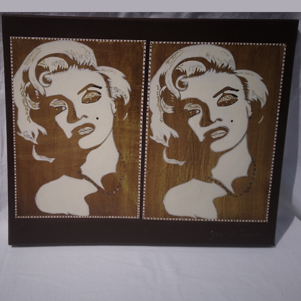 Tableau peint Marilyn Monroe signé - Painting of Marilyn Monroe signed Tableau peint Marilyn Monroe signé - Painting of Marilyn Monroe signed